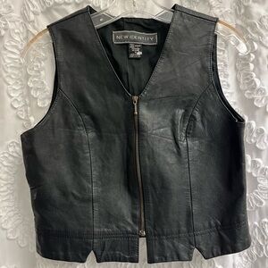 Y2K vintage black New Identity leather vest size M
